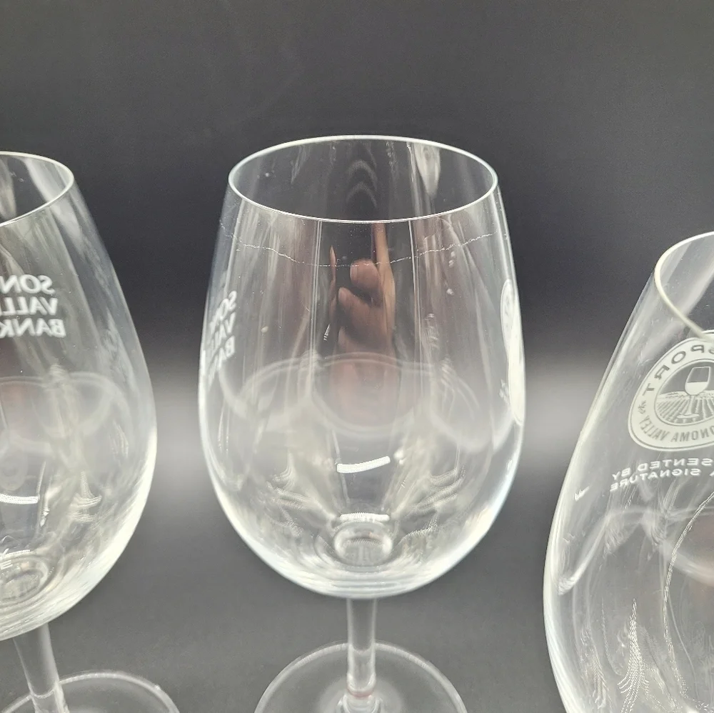 Sonoma Valley Bank Wine Glasses Etched Set of 4​​​ - Picture 5 of 9